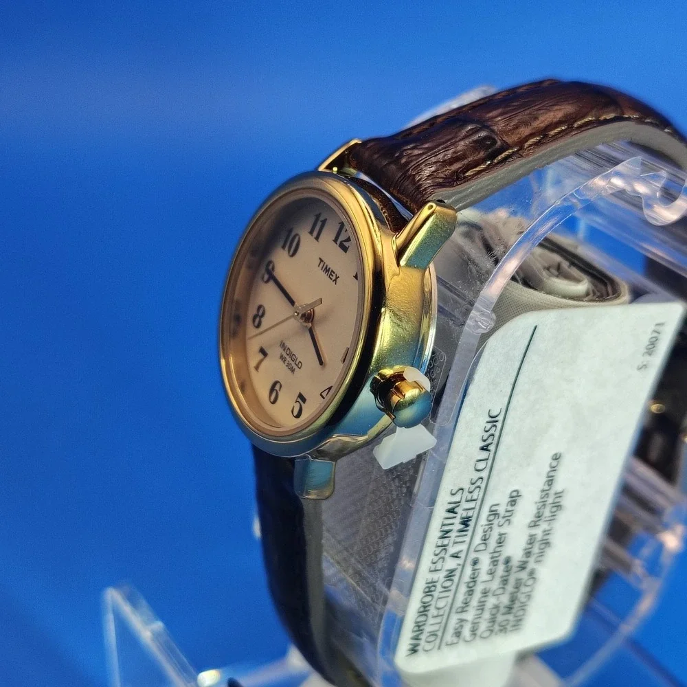 New! Vintage 2012 Timex Easy Reader Date 25mm Women's Quartz Watch Leather NOS‎